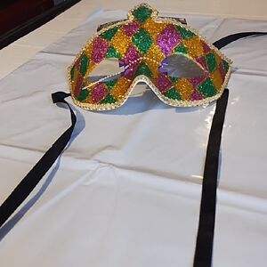 Mardi Gras NWT Colorful Glitter Masquerade Mask With Tie. I Have 3.